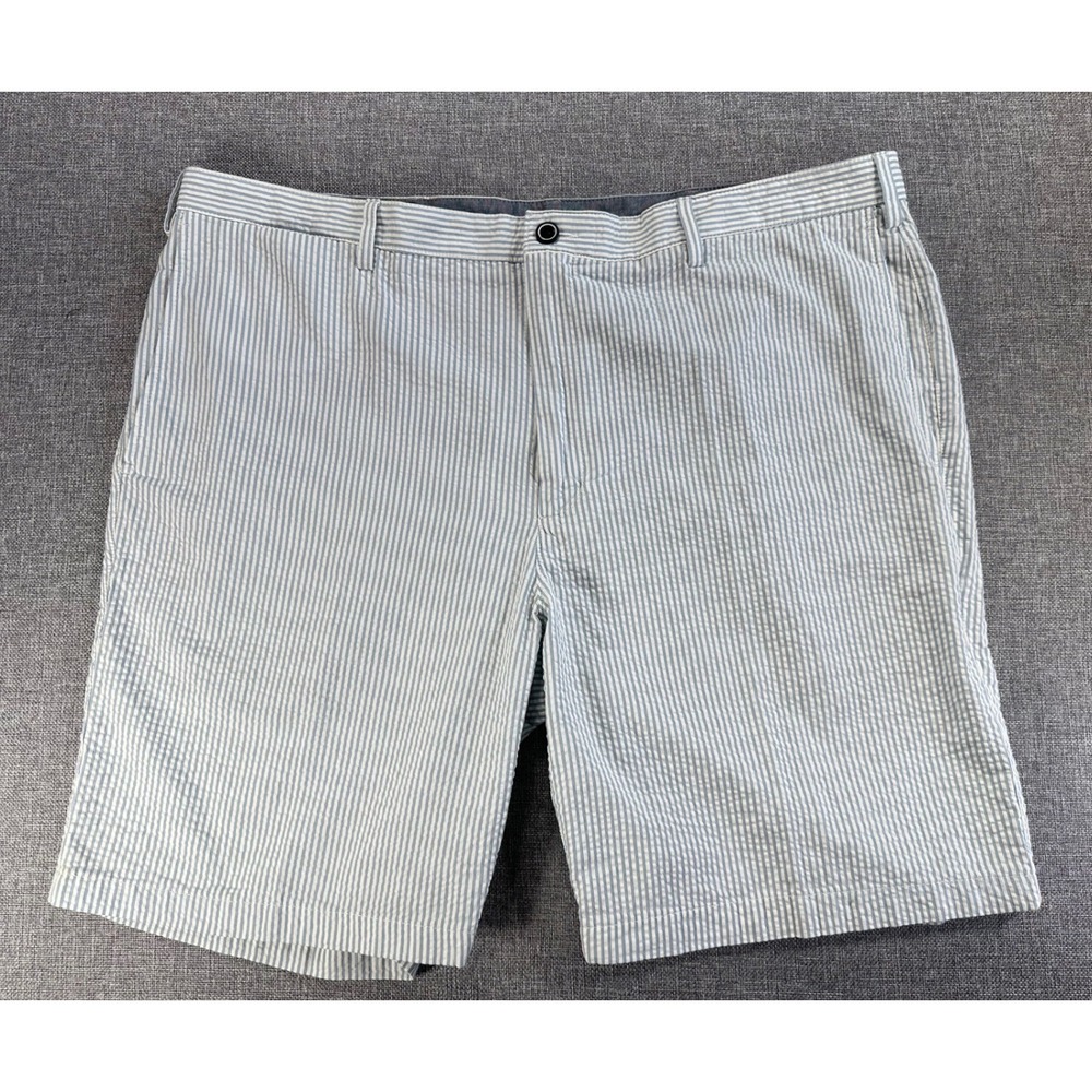 Orvis Seersucker Shorts Mens 40 Blue White Striped Cotton Lightweight Classic